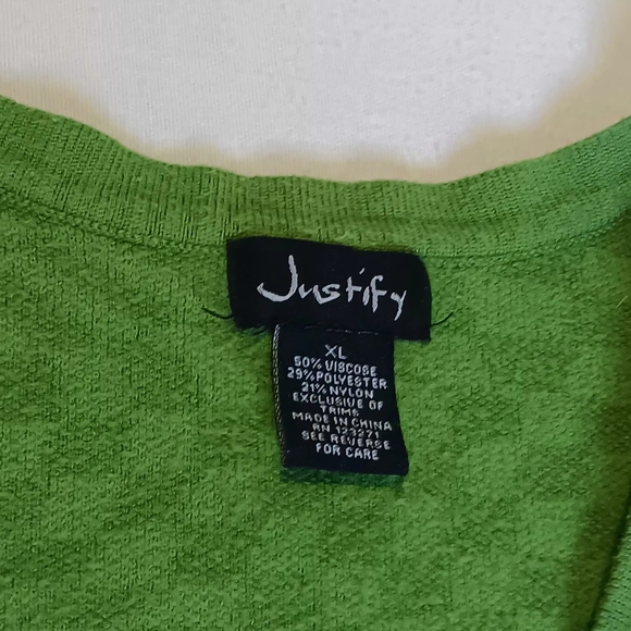 Justify Vibrant Green Knit Button Down Sweater Funky Fun Pattern Stretchy - Picture 5 of 9